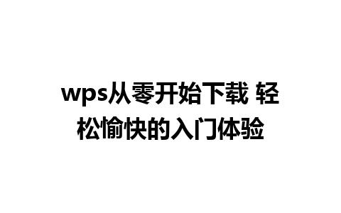 wps从零开始下载 轻松愉快的入门体验