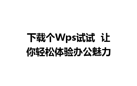 下载个Wps试试  让你轻松体验办公魅力