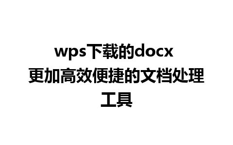 wps下载的docx 更加高效便捷的文档处理工具