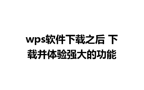 wps软件下载之后 下载并体验强大的功能