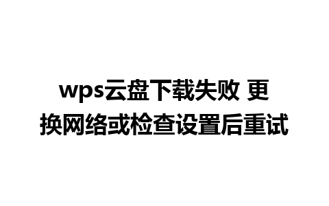 wps云盘下载失败 更换网络或检查设置后重试