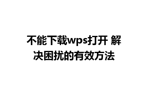 不能下载wps打开 解决困扰的有效方法