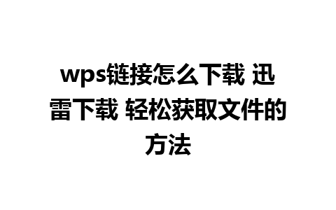 wps链接怎么下载 迅雷下载 轻松获取文件的方法