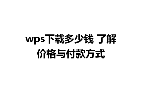 wps下载多少钱 了解价格与付款方式