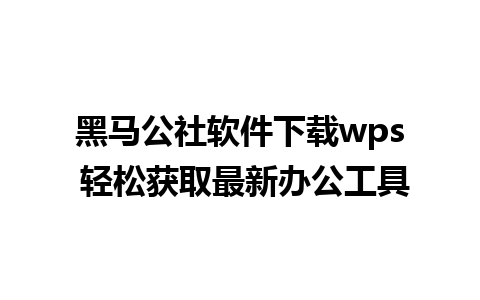 黑马公社软件下载wps 轻松获取最新办公工具