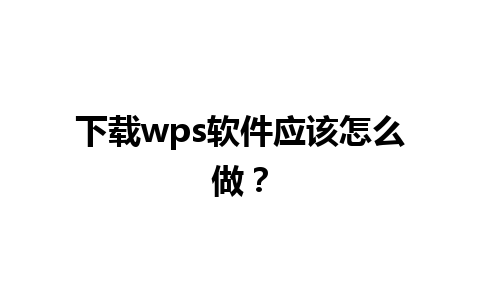 下载wps软件应该怎么做？