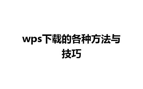 wps下载的各种方法与技巧