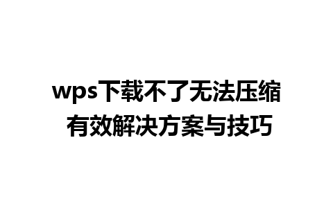 wps下载不了无法压缩 有效解决方案与技巧