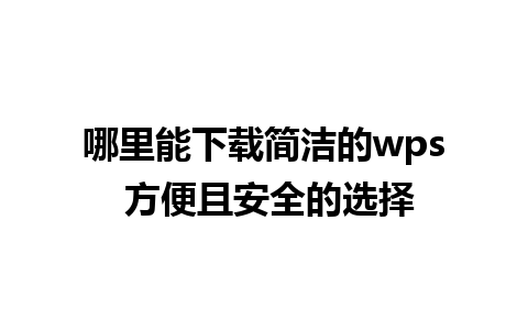 哪里能下载简洁的wps 方便且安全的选择