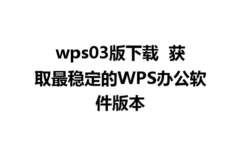 wps03版下载  获取最稳定的WPS办公软件版本