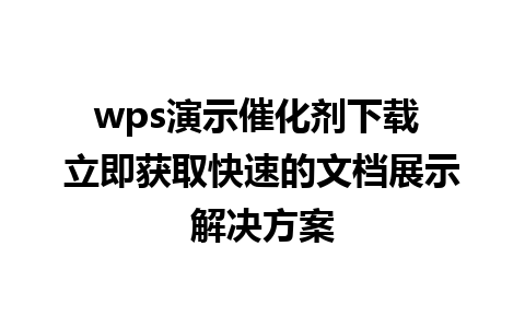 wps演示催化剂下载 立即获取快速的文档展示解决方案