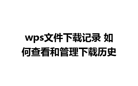 wps文件下载记录 如何查看和管理下载历史