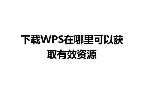 下载WPS在哪里可以获取有效资源