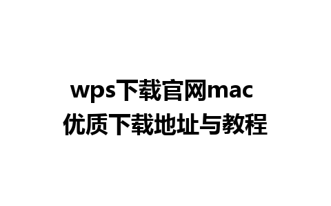 wps下载官网mac 优质下载地址与教程