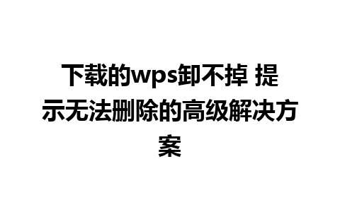 下载的wps卸不掉 提示无法删除的高级解决方案