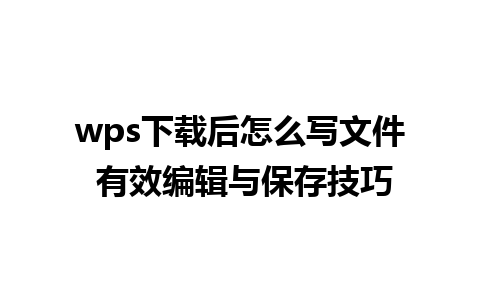 wps下载后怎么写文件 有效编辑与保存技巧