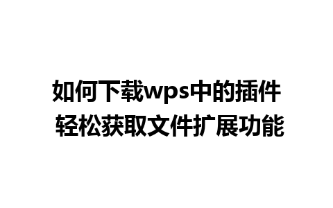 如何下载wps中的插件 轻松获取文件扩展功能