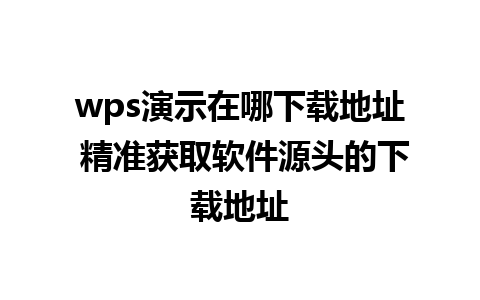 wps演示在哪下载地址 精准获取软件源头的下载地址