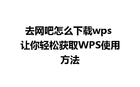 去网吧怎么下载wps 让你轻松获取WPS使用方法