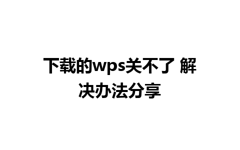 下载的wps关不了 解决办法分享