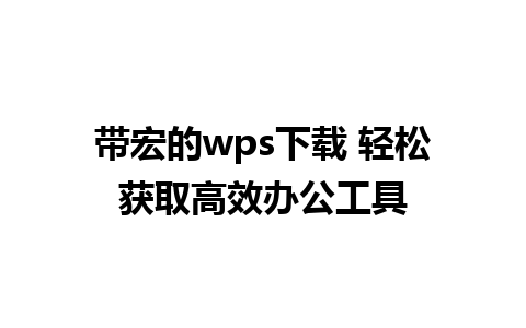 带宏的wps下载 轻松获取高效办公工具