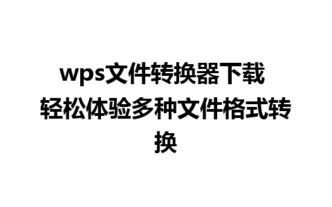 wps文件转换器下载 轻松体验多种文件格式转换