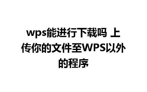 wps能进行下载吗 上传你的文件至WPS以外的程序