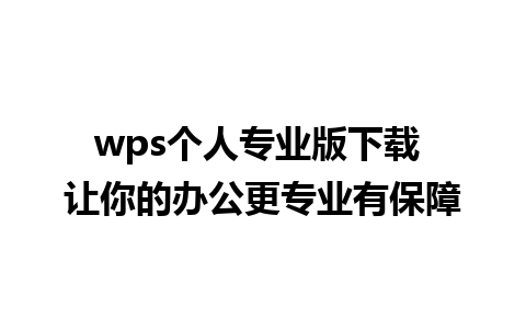 wps个人专业版下载 让你的办公更专业有保障