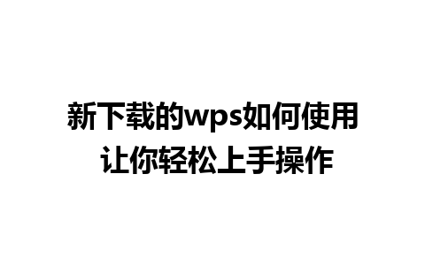 新下载的wps如何使用 让你轻松上手操作