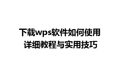 下载wps软件如何使用 详细教程与实用技巧