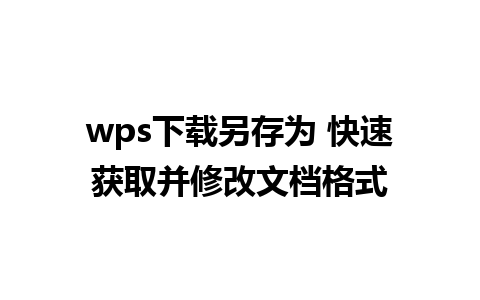 wps下载另存为 快速获取并修改文档格式