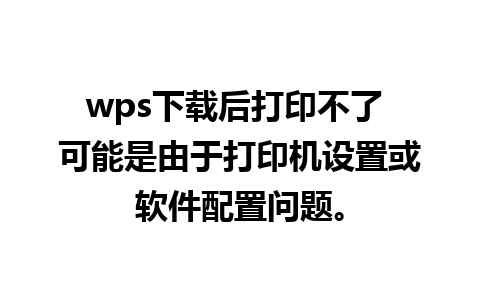 wps下载后打印不了 可能是由于打印机设置或软件配置问题。