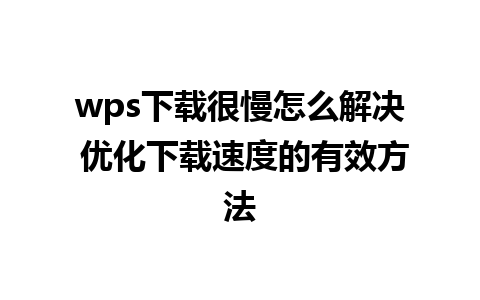 wps下载很慢怎么解决 优化下载速度的有效方法