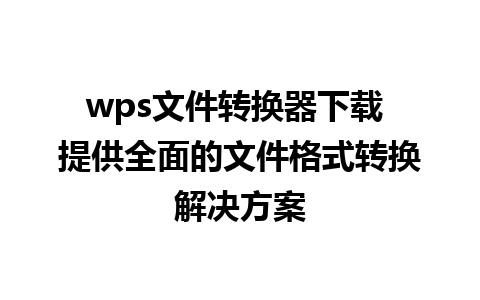 wps文件转换器下载 提供全面的文件格式转换解决方案