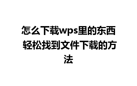 怎么下载wps里的东西 轻松找到文件下载的方法