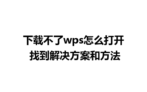 下载不了wps怎么打开 找到解决方案和方法