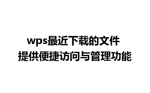 wps最近下载的文件 提供便捷访问与管理功能