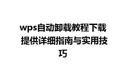 wps自动卸载教程下载 提供详细指南与实用技巧