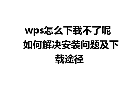 wps怎么下载不了呢  如何解决安装问题及下载途径