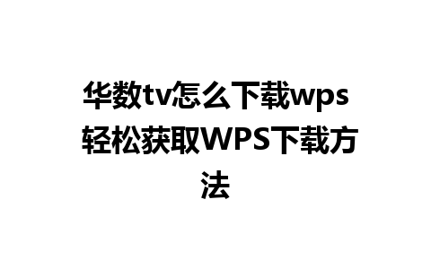 华数tv怎么下载wps 轻松获取WPS下载方法