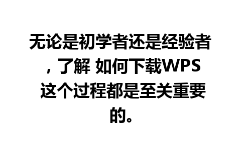 无论是初学者还是经验者，了解 如何下载WPS 这个过程都是至关重要的。