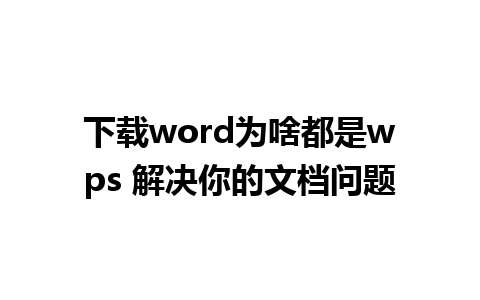 下载word为啥都是wps 解决你的文档问题