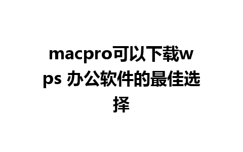 macpro可以下载wps 办公软件的最佳选择