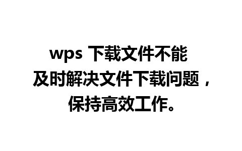 wps 下载文件不能 及时解决文件下载问题，保持高效工作。