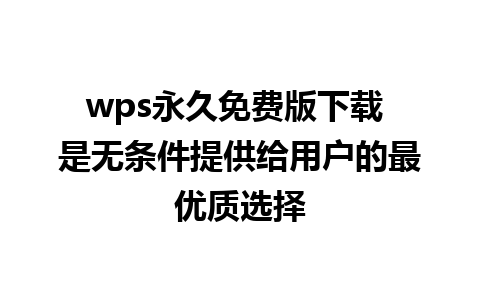 wps永久免费版下载 是无条件提供给用户的最优质选择