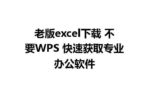 老版excel下载 不要WPS 快速获取专业办公软件