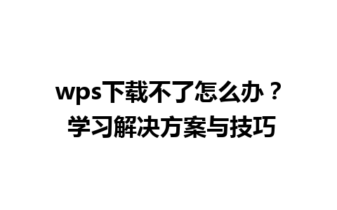 wps下载不了怎么办？ 学习解决方案与技巧